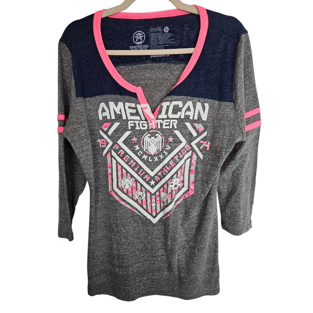 American Fighter Womens Graphic T-Shirt Sz XL Streetwear Patriotic Military Vibe